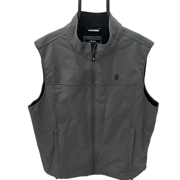 Izod Men's XL Grey Softshell Fleece Lined Vest - Picture 1 of 5